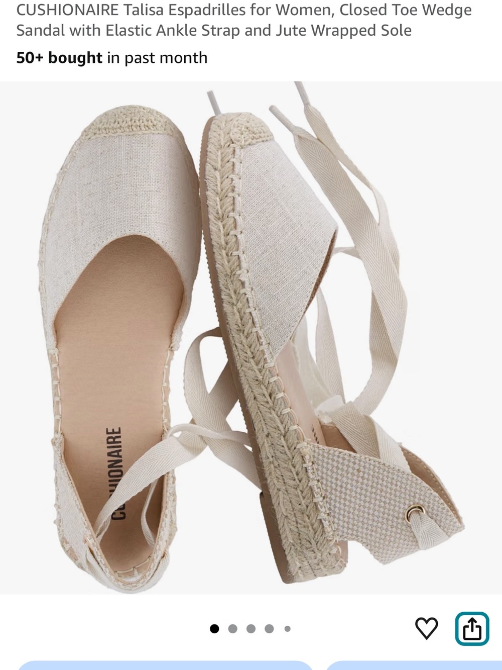 Cream Closed-Toe Espadrille Wedge Sandals with Ankle Tie